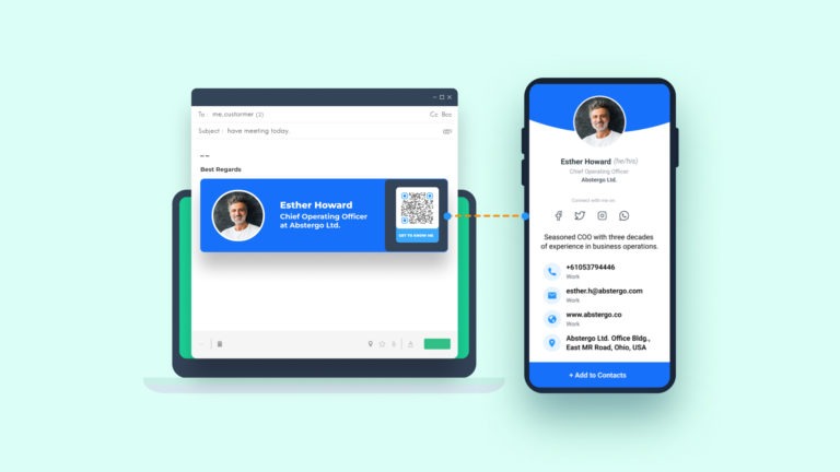 A digital business card in an email signature for generating leads and conversions