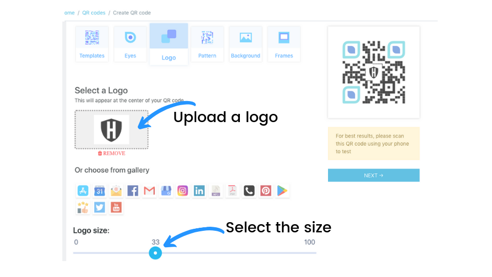 Add a logo for QR Code design