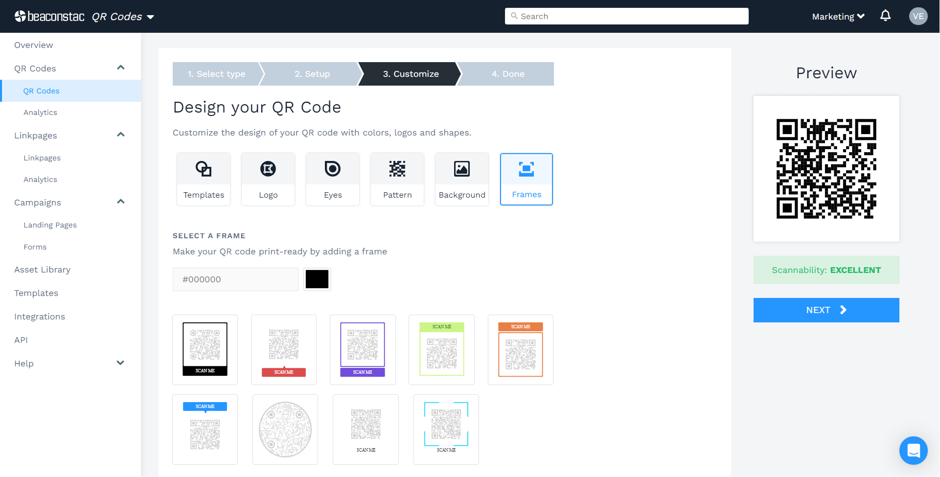 Select round QR Code template